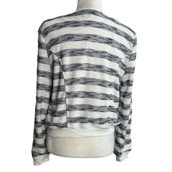Sanctuary Asymmetric Zip Front Blue and White Striped Cropped Jacket Women's Lg - Picture 6 of 11